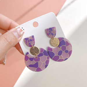 <span class=keywords><strong>Orecchini</strong></span> pendenti fatti a mano in <span class=keywords><strong>argilla</strong></span> <span class=keywords><strong>polimerica</strong></span> serie di punti viola gioielli moda donna montaggio geometrico accessori in <span class=keywords><strong>argilla</strong></span> all'ingrosso - Product Image 5