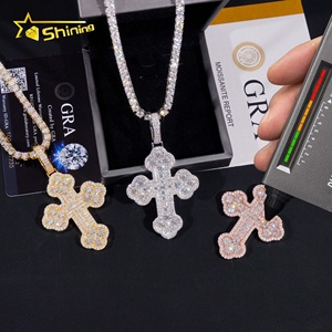 Ciondolo Tennis Personalizzato in Argento Sterling 925 con Moissanite VVS, Gioielli Hip Hop Iced Out, Ciondolo a Croce alla Moda - Product Image 2
