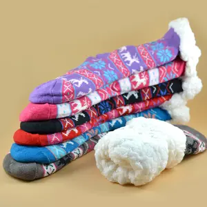 Chaussettes d'hiver antidérapantes unisexe, mignonnes et épaisses, pour adultes, hiver, chaudes
