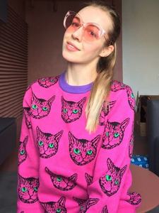 High Quality Runway Designer <strong>Cat</strong> Print Knitted Sweaters Pullovers <strong>Women</strong> Autumn Winter Long Sleeve Harajuku Sweet <strong>Jumper</strong> C-054 - Product Image 3