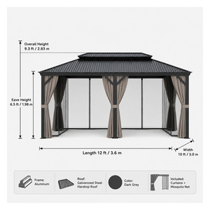 Pergola <span class=keywords><strong>de</strong></span> <span class=keywords><strong>jardin</strong></span> en métal avec double toit, <span class=keywords><strong>abri</strong></span> <span class=keywords><strong>de</strong></span> <span class=keywords><strong>jardin</strong></span> en métal, pergola métallique couverte - Product Image 3
