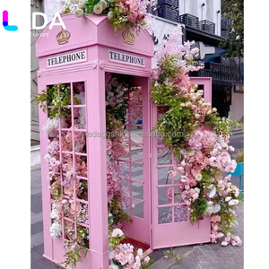 Cabina Telefónica LEDA de Londres, de Hierro, Estilo Antiguo, Color Rosa Floral, en Oferta, Nueva Decoración Artística para el Hogar y Fiestas de Boda - Product Image 2