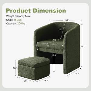 <span class=keywords><strong>Fauteuil</strong></span> moderne en tissu vert pouf avec repose-pieds chaise d'appoint <span class=keywords><strong>confortable</strong></span> <span class=keywords><strong>pour</strong></span> les petits espaces de vie meubles de maison <span class=keywords><strong>pour</strong></span> la lecture - Product Image 2