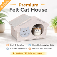 Lit pour chien et chat en feutre massif classique de luxe, maisonnette confortable, lavable, douce et chaude, design tunnel, protection pour chatons et grands chats