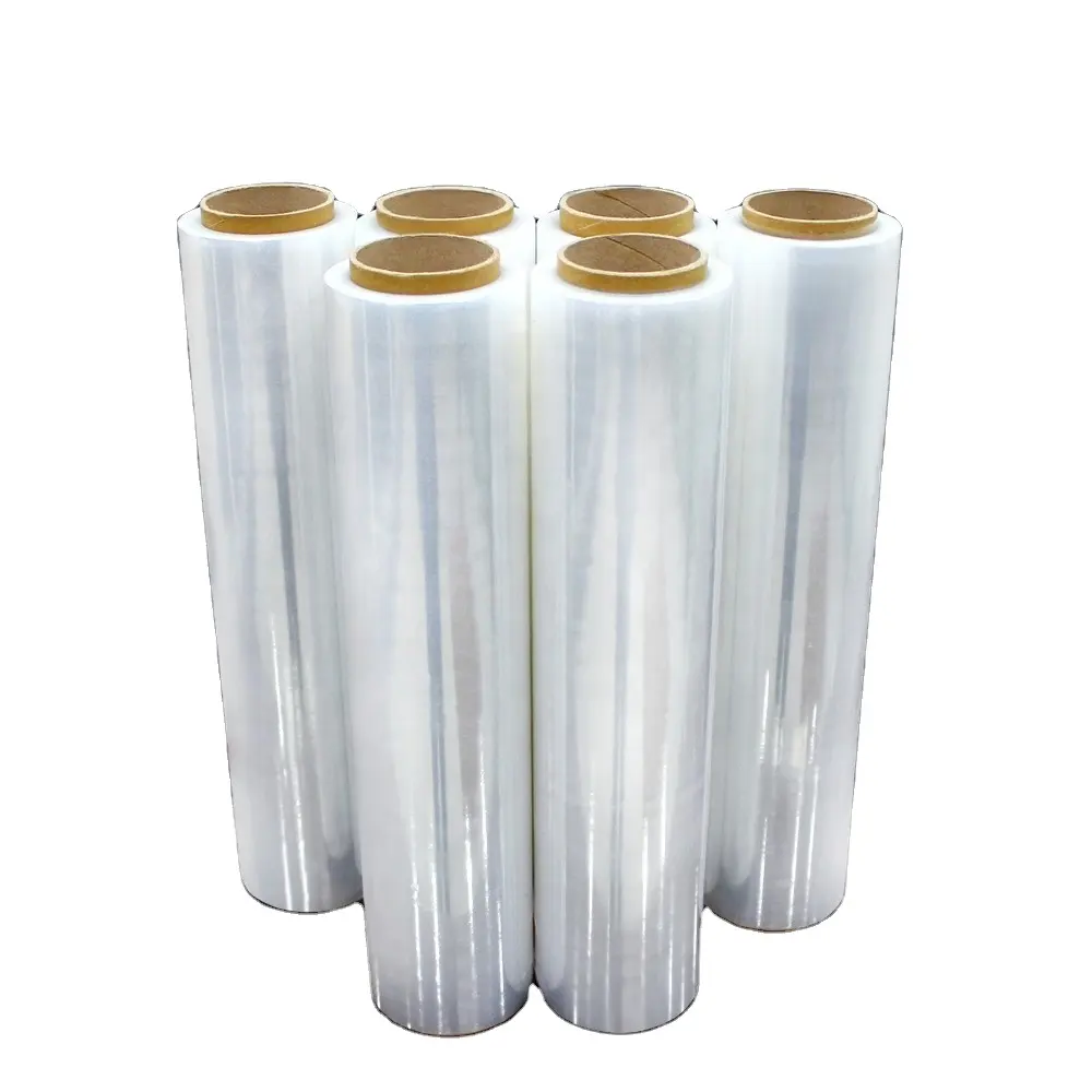 Clear stretch film 450mm width 20mic thickness 320m length 2.5kg G.W. rolls hand wraps for pallet wrapping