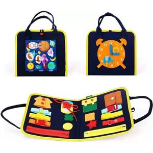 AiJHMontessori Baby Basic Skills Activity <span class=keywords><strong>Busy</strong></span> <span class=keywords><strong>Board</strong></span> Early Education Feutre Fidget Book Sensory Fine Motor Gift Toys for Toddlers - Product Image 1