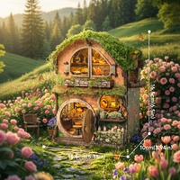 Hamaileon Green VineCottage Kit de Casa en Miniatura de Madera, Rompecabezas 3D DIY, Cabaña de Bosque de Cuentos de Hadas con Luz LED, Decoración para Estantería, Regalo