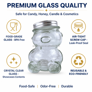 Frasco de Vidrio con Forma de Oso con Tapa de Rosca 50ml 80ml 150ml 300ml para Velas, Dulces, Almacenamiento, Regalos, Manualidades, Botella de Vidrio Vacía al por Mayor - Product Image 4