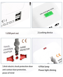 Puerto USB alimentación <span class=keywords><strong>portátil</strong></span> todo en uno adaptador de viaje internacional <span class=keywords><strong>universal</strong></span> enchufe adaptador de enchufe de viaje <span class=keywords><strong>cargador</strong></span> con 1USB 2USB - Product Image 5
