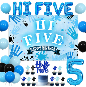 Dolphin Star DSB-838 Décoration de fête <span class=keywords><strong>Joyeux</strong></span> <span class=keywords><strong>Anniversaire</strong></span> : Bannière, 5 Ballons en Aluminium, Décoration de Gâteau et de Cupcake, Ballons en Latex à l'Hélium - Product Image 1