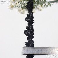 Bordure en dentelle noire brodée de 4 cm, garniture florale étroite, bordure vintage pour la décoration des robes Abaya, vente en gros