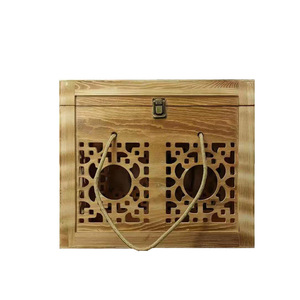 Caja de Madera para Licores Estilo Chino, Almacenamiento para Dos Botellas, Empaque de Regalo, Forma Rectangular, Material de Madera, Empaque para Bebidas - Product Image 3