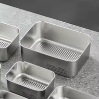 Boîte à lunch empilable en acier inoxydable avec couvercle transparent ventilé, 1-3L, pour la conservation des aliments frais au réfrigérateur, respectueuse de l'environnement