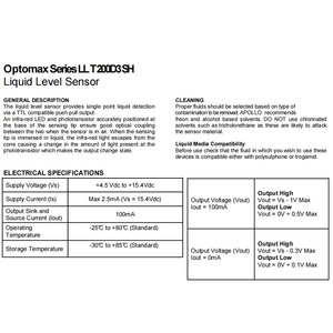 Sensor de Nivel de Líquido SST LLT200D3SH, Fotoeléctrico, Punto Único, Salida TTL, Grado Industrial - Product Image 1