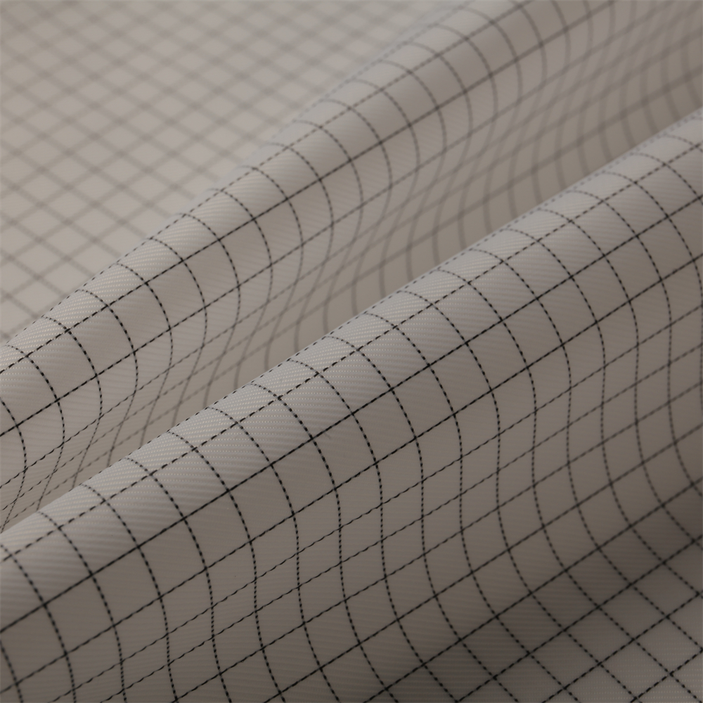 Anti-static and Dust-proof Functional Polyester Wholesale Textile Fabric with 75D Two-thirds Twill Black Silk Check