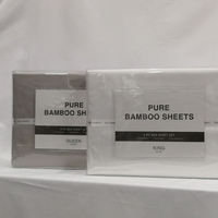 Ensemble de literie de luxe en satin anti-bactérien 100% fibre de bambou tissée, 4 pièces, drap et taie d'oreiller