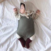 Yenidoğan bebek Romper tulum örme elbise 100% pamuk bebek tulumu bebek tek parça nervürlü örgü kıyafetler