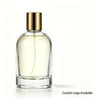Flacon de parfum vide en verre épais de 50 ml avec base robuste et capuchon métallique, atomiseur pulvérisateur, logo personnalisé pour marque, parfum, cosmétique, vente en gros