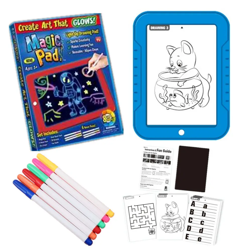 Tablet Seni untuk Anak-anak, Papan Tulis LED Ajaib 3D Bercahaya Perkembangan Otak untuk Anak-anak