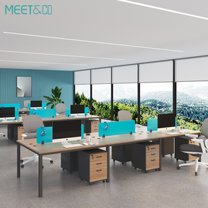 Muebles de Oficina Comerciales, Cubículo para 4 Personas, Moderno, para <span class=keywords><strong>Personal</strong></span>, 6 Plazas, Modular, Extensible, Convertible, Escritorio de Madera, Estación de Trabajo - Product Image 1