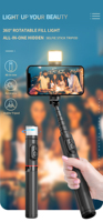 Mini bâton de selfie pliable Q12S avec télécommande sans fil, support de téléphone de poche pour vlogging, TikTok, Instagram, accessoires de voyage