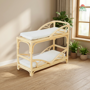 Cuna de Ratán con Diseño Tropical y Acabado Natural para Bebés y Niños de 0 a 3 Años, Cambiador, Muñeca de Juguete - Product Image 5