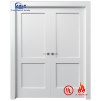 Porte d'entrée principale en bois massif pré-encadrée, homologuée UL, résistante au feu 20 minutes, 2 panneaux, style Shaker, blanche apprêtée, hauteur 6'8 pouces
