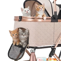 Poussette pour animaux de compagnie pliable, légère, durable, à 4 roues, en tissu Oxford, chariot de transport pour chiens et chats