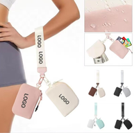 Dompet Gantungan Kunci Wanita Anti RFID Bahan Nilon Panjang, Dompet Mini Kustom, Aksesoris Tali Pergelangan Tangan