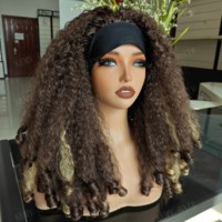 KEMY HAIR Vente en gros de perruques afro crépues bouclées de haute qualité, bon marché, perruques synthétiques à ressort rebondissantes, faites à la machine, avec bandeau pour femmes noires