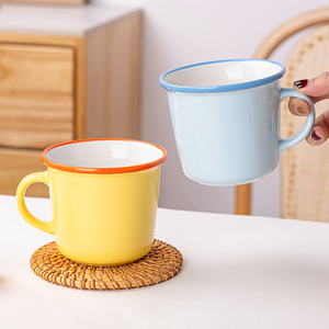 Venta a granel <span class=keywords><strong>Esmalte</strong></span> Looks Tazas con revestimiento de cerámica Diseños mixtos Logotipo de marca personalizado Taza de café Tazas Taza multicolor con asa - Product Image 4