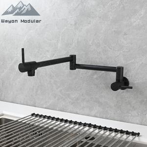 Ensemble de brosse WC moderne Wayon noir mat avec <span class=keywords><strong>robinet</strong></span> de cuisine mural pliable - Product Image 3