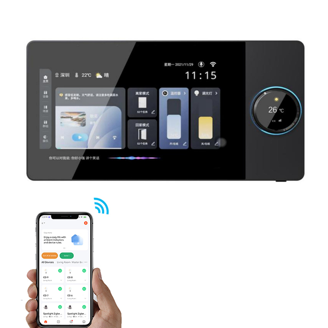 TUOAN 4-way Speakers Multi-functional Tuya Android 8 Inch Central Control Panel with Music Background for Smart Home