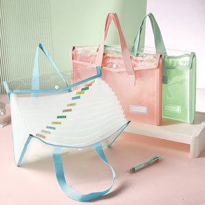 Mehrschichtige transparente PVC-Aktentasche für Studenten, wasserdichte Dokumententasche mit Druckknopf, erweiterbarer Ordner - Product Image 3