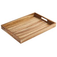 Plateau de service en bois avec poignées, plateau rectangulaire rustique brun pour table basse, plateau de rangement décoratif