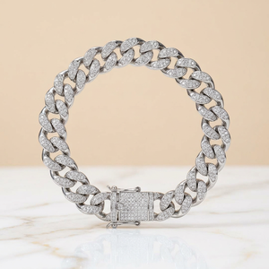 Bracelet chaîne cubaine unisexe en moissanite VVS 13 mm fait main, plaqué argent, passe le test du diamant, idéal pour les fêtes et comme cadeau - Product Image 2