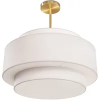 Plafonnier semi-encastré en laiton avec abat-jour en tissu à 3 couches, luminaire suspendu moderne pour salon et maison