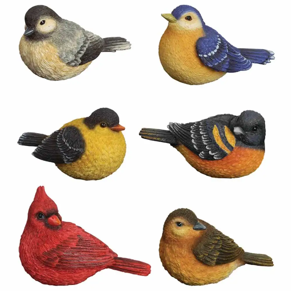 Polyresin/reçine kuş heykelcik Songbird <span class=keywords><strong>klasik</strong></span> Mini kuş heykelcik, 6 Set mini kuş figürleri