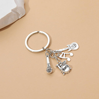 Porte-clés Rétro en Métal pour Musique Rock, Guitare, Microphone, Batterie, Note de Musique, Pendentif pour Musiciens, Cadeau, Vente en Gros