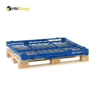 Galvanizli Toz Boyalı Çelik Katlanabilir İstiflenebilir Metal Tel Örgü Kafes Paleti Ahşap Üzerinde Depolama İçin - Product Image 3