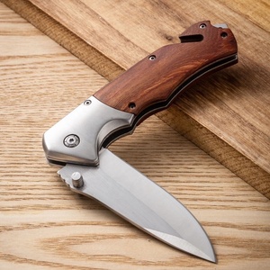 高硬度 スチールブレード アウトドア 多目的 木製ハンドル タクティカル サバイバル ポケットナイフ OEM カスタマイズ可能 - Product Image 4