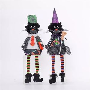 Whimsical Light Up <b>Cat</b> Doll Dangle Legs 2 Pack Festive Black White Stripe <b>Plush</b> Gift Toy - Product Image 5