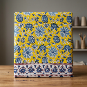 Nappe en coton imprimée à la main, motif floral de luxe, tissée, écologique, pour événements de Noël, hôtellerie, couvre-table - Product Image 4