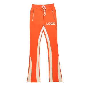 New Fashion Custom Track Pants Sweatpants Drawstring Waistband Extended Seams Stacked Flare Pants for Men