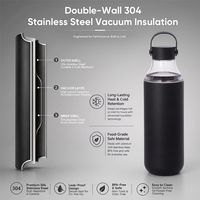 Bouteille d'eau isotherme réutilisable de 500 ml, sans BPA, avec couvercle à rabat, portable, en acier inoxydable, gourde de sport
