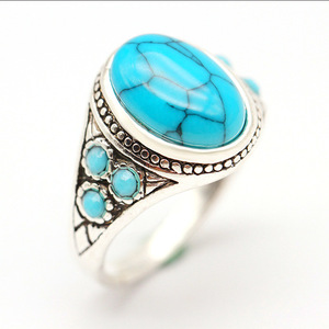 Vente en gros d'argent or <span class=keywords><strong>personnalisé</strong></span> mode rétro manchette multiple <span class=keywords><strong>original</strong></span> diamant doigt protecteur bague turquoise - Product Image 1