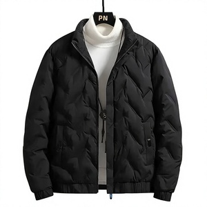 Veste matelassée d'hiver de luxe décontractée pour homme ZEDDISH CLOTHING - Tissu tricoté respirant uni sur le devant, col montant en laine - Product Image 5