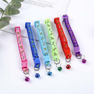 KingHon Polyester Bone Shape Printing <b>Cat</b> <b>Collars</b> With Bell Adjustable <b>Quick</b> <b>Release</b> Buckle <b>Collar</b> Small Dog <b>Collar</b> - Product Image 2