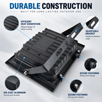 Projecteur solaire avec protection IP67, boîtier en alliage d'aluminium, source lumineuse LED pour routes, jardins, aménagements paysagers, indice de fidélité des couleurs élevé 95, télécommande