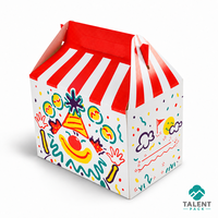 Boîte d'emballage alimentaire pliable facile à transporter, forme de gable, pour les collations de poulet, boîte repas pour enfants